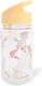 Filibabba Kids Water Bottle Unicorn Plastic with Straw Transparent 400ml