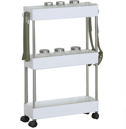 ArteLibre Vitano Trolley Bucătărie Plastic 3 Niveluri Alb 40x12.5x60cm