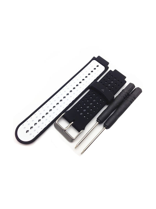 Silicone Watch Strap Garmin Forerunner 220 230 235 630 735 Black White Οεμ