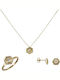 Schmuckset mit Halskette, Ohrringen & Ring aus 9K Gold mit Steinen
