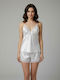 Milena by Paris Sexy Robe with White Lace 004208-White