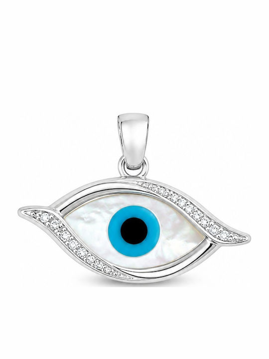 Senzio Belibasakis Hängendes Charm Auge aus Weißgold 14K Blau