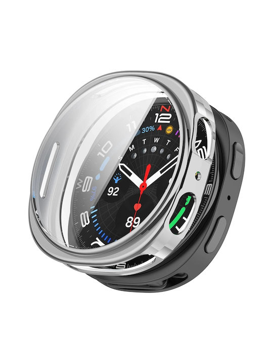 Bizon Husă din Silicon în Culoare Argintie pentru Samsung Galaxy Watch 8 44mm