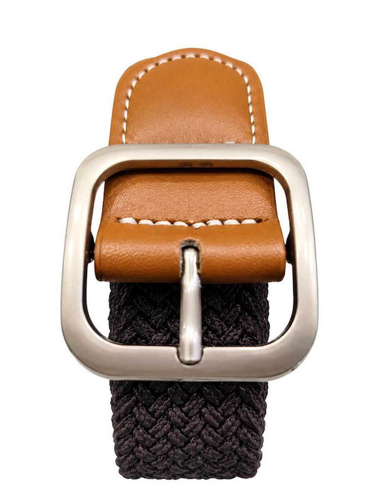 Centură Elastică Tricotată Pentru Băieți Maro Cu Detaliu Cognac 80-90cm