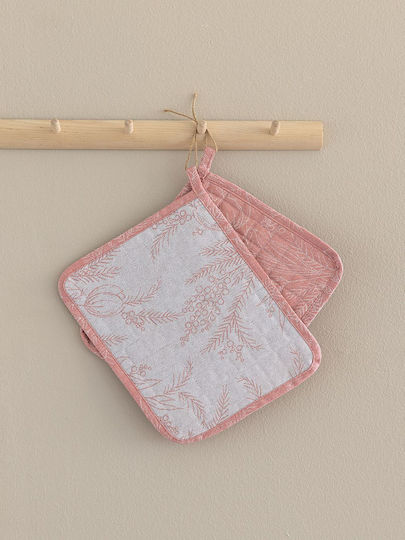 Palamaiki Tat17-tat18 Fabric Pink Pot Holder 2 Pieces
