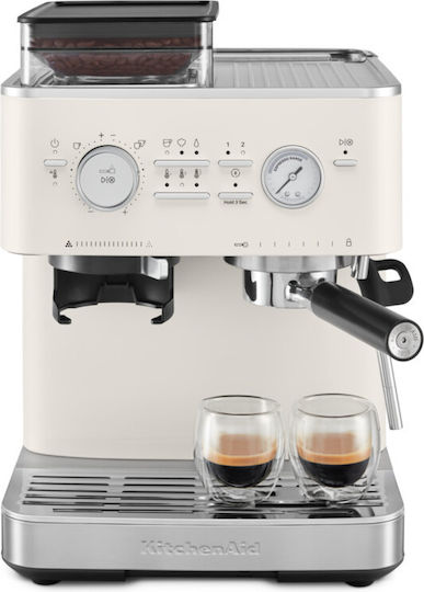 Kitchenaid Μηχανή Espresso 1450W Πίεσης 15bar με Μύλο Άλεσης Porcelain White KIT-5KES6551BPL