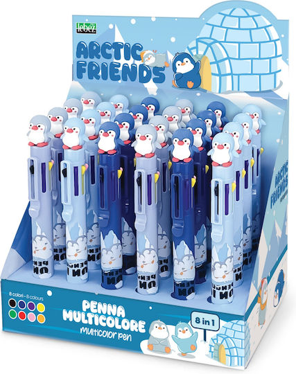 Lebez Pix Multicolor 8 Culori În 1 Arctic Friends Pix Ballpoint 24 Bucăți (Desene și Modele Diverse)