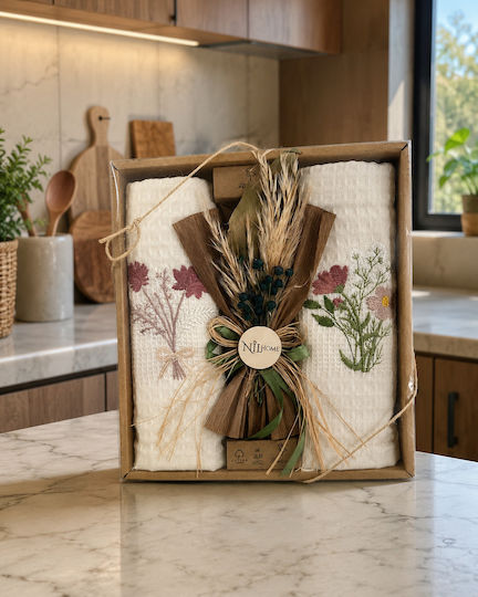Kipper Flowers Prosop De Bucătărie Din 100% Bumbac În Culoare Bej 40x60cm 2 Bucăți Kipper Flowers Prosop De Bucătărie Din 100% Bumbac În Culoare Bej 40x60cm 2 Bucăți