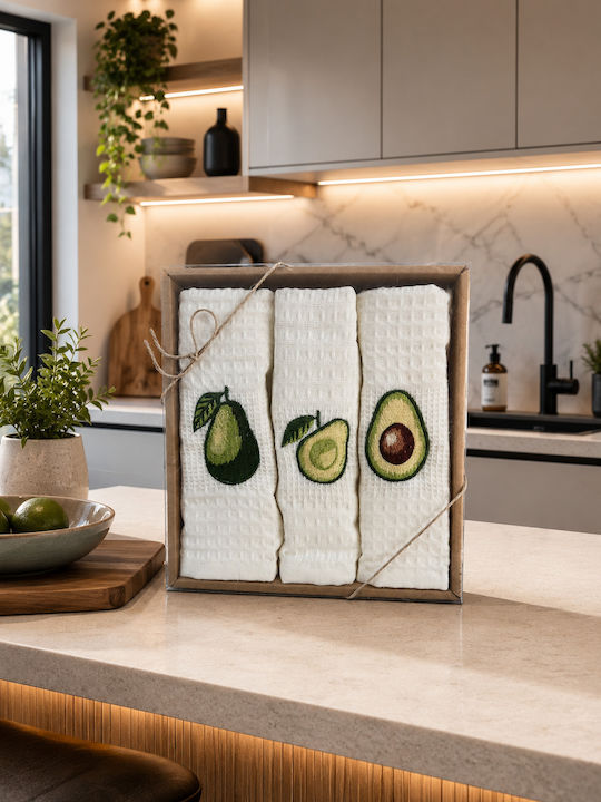 Kipper Fruits.a Πετσέτα Κουζίνας από 100% Βαμβάκι σε Λευκό Χρώμα 40x60cm 3τμχ