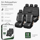 Carro 395367 Car Seat Covers Set Peugeot 107 1007 108 206 207 208 2008 301 308 3008 4007 4008 508 5008 Partner Expert Boxer Cotton Fabric Leatherette Set Front Rear 11 Pieces Black Grey