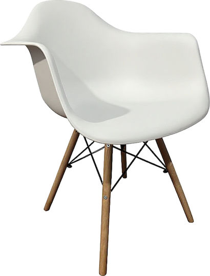 Eclora Scaun De Dining Din Polipropilenă Alb/Natural 63x58x78cm
