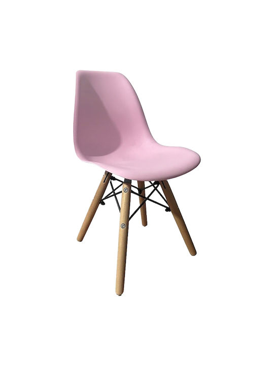Rosene Dining Chair Made of Polypropylene Pink/Natural 31x39x55cm