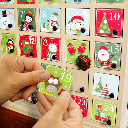 Set De Autocolante Calendar Advent 1-24 5x5 Cm Decorațiune De Crăciun Autocolantă