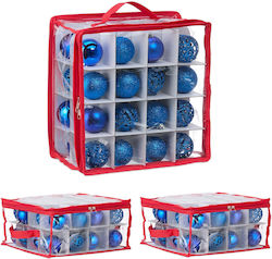 Set 3 Storage Boxes Baubles Relaxdays 32 Compartments Transparent Red 16x32x32cm