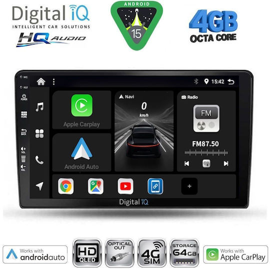 Digital IQ Auto-Audiosystem Für Dacia Duster 2012-2019 Bluetooth USB Eingebautes Wi-Fi GPS Apple CarPlay Android Auto Mit 9 Zoll Touchscreen