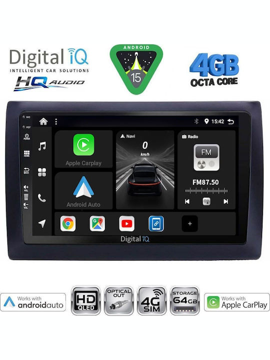 Digital IQ Car Audio System for Fiat Stilo 2001-2007 (Bluetooth/USB/WiFi/GPS/Apple CarPlay/Android Auto) with 9" Touch Screen