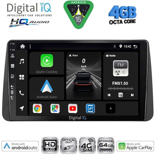 Digital IQ Ηχοσύστημα Αυτοκινήτου για Fiat Tipo 2018-2023 (Bluetooth/USB/WiFi/GPS/Apple-Carplay/Android-Auto) με Οθόνη Αφής 9"