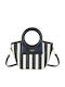 Gallantry Marbella Gestreifte Handtasche Damen Runde Griff Schultergurt Schwarz Weiß