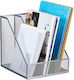 Relaxdays Document Holder 3 Compartments Metal Silver 26x24x26cm