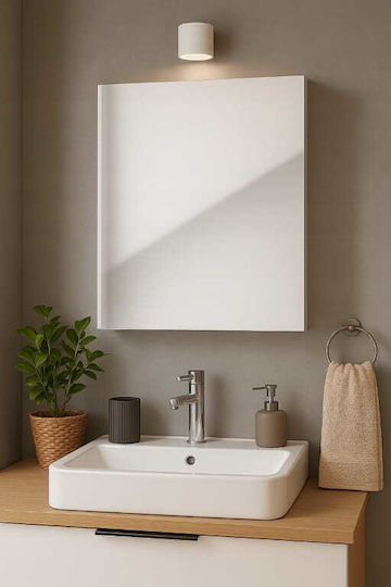 Deftrans Καθρέπτης από Μοριοσανίδα με Ντουλάπι 60x50cm Μπεζ