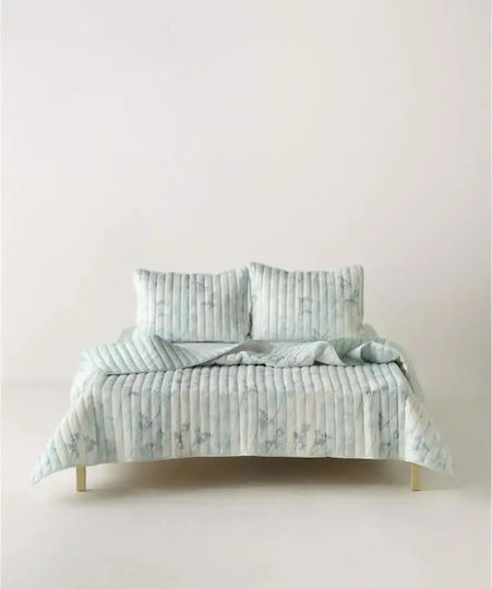 Kentia Breza Σετ Κουβερλί Μονό Microfiber Blue Grey 160x220cm 2τμχ