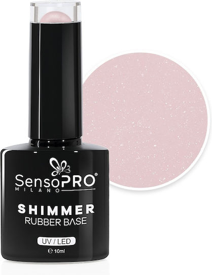 Shimmer Rubber Base Sensopro Milano #06 Rare Rose Shimmer Silver 10ml