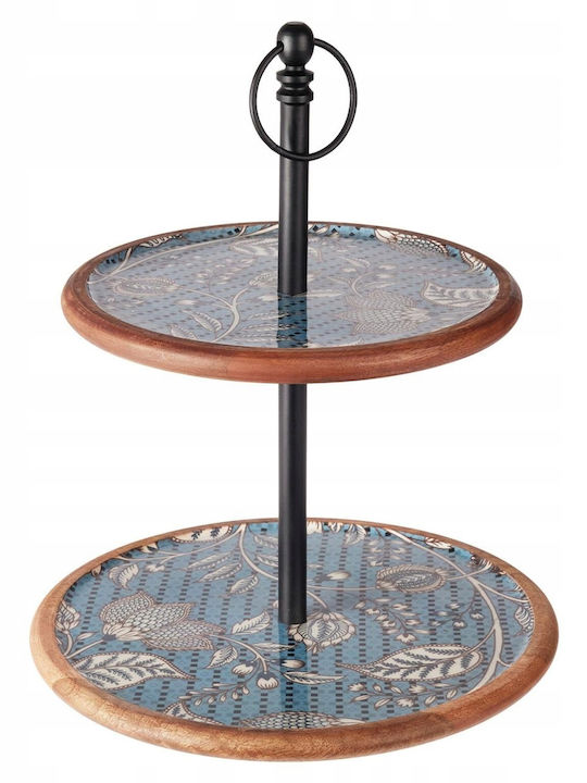 Koopman Ξύλινη Εταζέρα 2 Ορόφων Μπλε Ø43cm