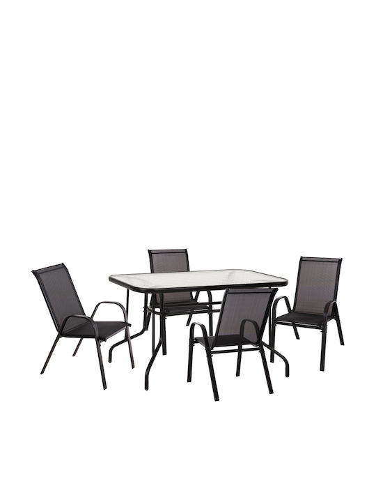 Garten- und Outdoor-Möbelsets Adam 5 Stück Schwarz