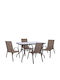Adam 5 Pieces Outdoor Dining Room Set Brown