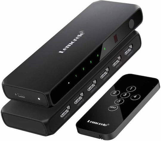 Lemorele G96 5 1 Έξοδος Hdmi Switcher Διακόπτης Βίντεο 4k Hd Τηλεχειριστήριο Ir Κονσόλες Παιχνιδιών Οικιακό Κινηματογράφο