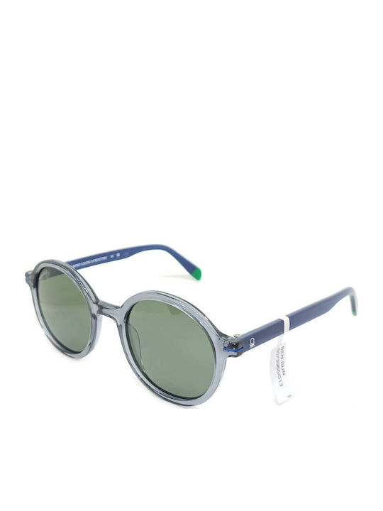 Benetton Unisex Sunglasses With Gray Frame And Green Polarized Lens