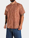 Short Sleeve Cotton Shirt Rust Brown