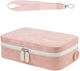 Nubuck Leather Action Camera Carrying Case Amagisn Small Carrying Bag Adjustable Dividers Pink