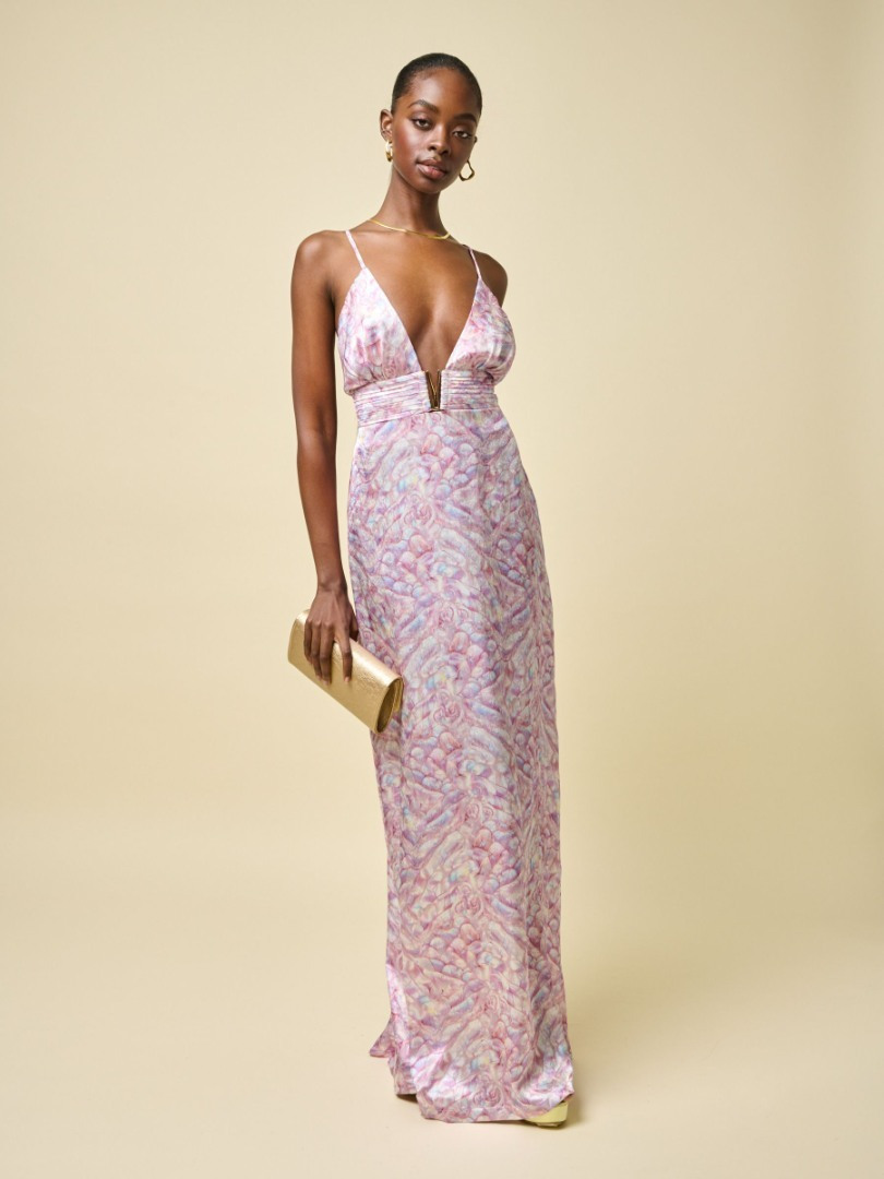 pink flowy maxi dress Dreamy Floral tailored exclusively for tall 50currentmood Color:3T Leely Women Black and