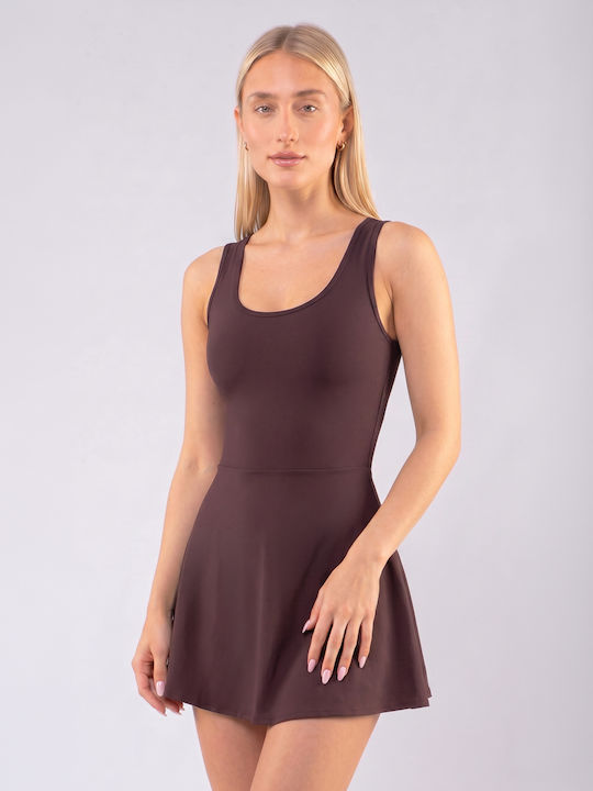 The Lady Καλοκαιρινό Midi Φόρεμα Καφέ