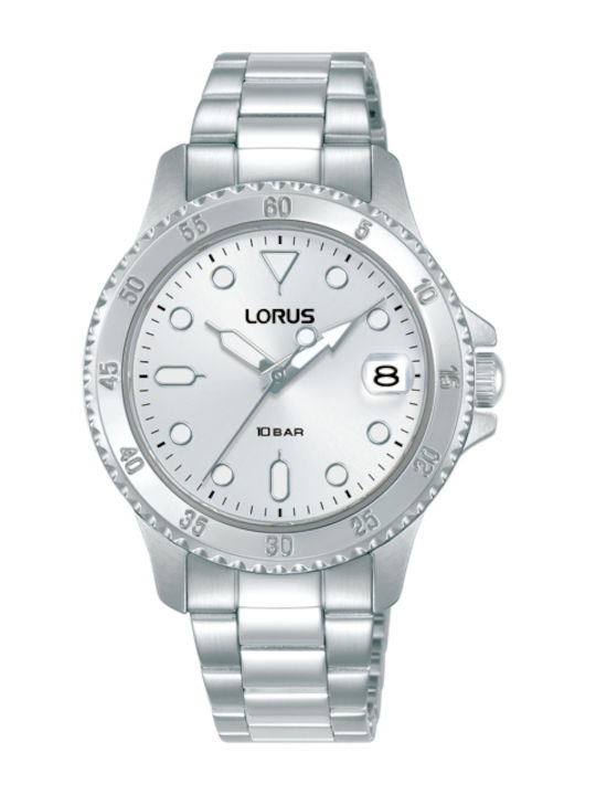 Lorus Sports Womens Battery Watch With Silver Metal Bracelet