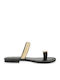 Leather Women's Black Flat Sandals