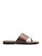 Leder Flache Sandalen für Damen Braun