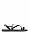 Leather Women's Flat Sandals Black