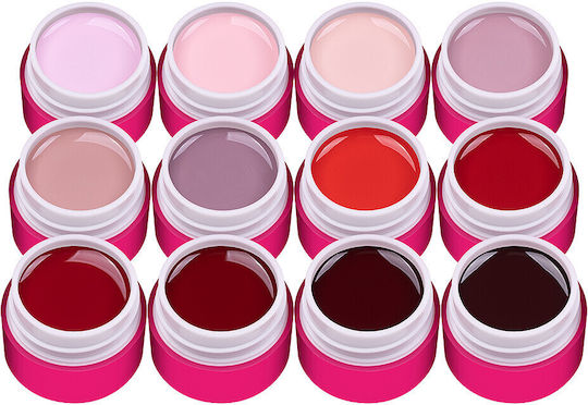 Set 12 Colored Uv Gels Sensopro Milano Nude Red Collection