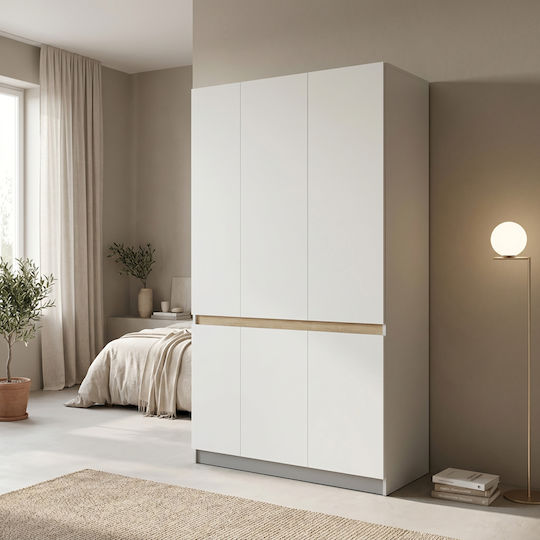Merzia Τρίφυλλη Ντουλάπα Λευκό 120x46.5x183cm
