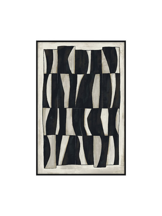 Cebra Decorative Painting Frame 80x120x4cm Canvas Beige Black Wood Black C543119