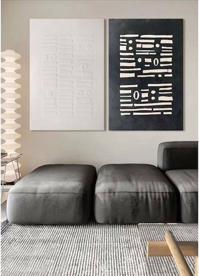 Imprint Dark Decorative Painting 80x120x4cm Canvas Black White MDF C543086