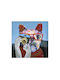 Imba Dog Decorative Painting 100x100x3cm Canvas Multicolor Wood C542937