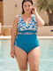 One Piece Swimsuit With Light Padding Petrol Blue