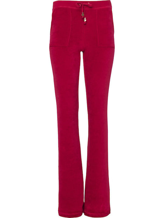 SugarFree Flared Velvet Sweatpants Pink