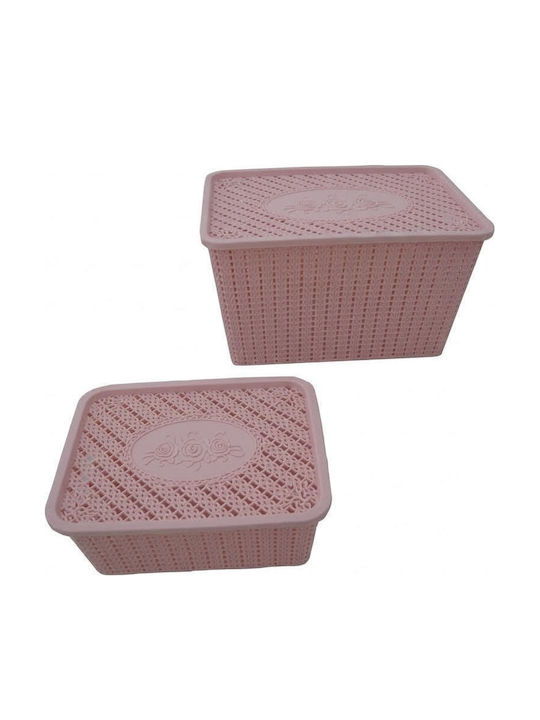 AGC AGC Kunststoff Aufbewahrungsbox mit Deckel Rosa 35,5x24,5x20cm