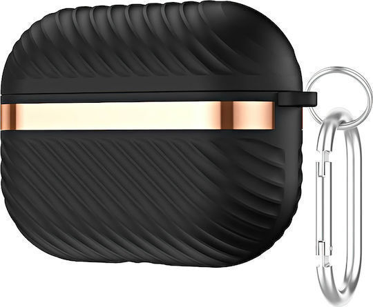 Leewello Lw-346 Калъф от Силикон с Кука в Черен Цвят за Apple AirPods Pro