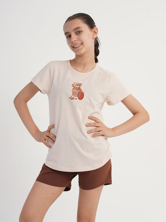 Vienetta Secret Kids Summer Cotton Pajamas Beige