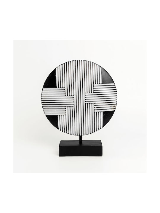 Rander Διακοσμητικο Totem 25x7x30cm Polyresin Μαυρο Λευκο C542967